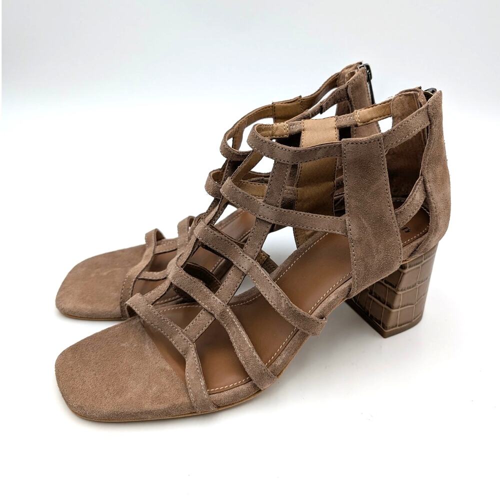 Donald Pliner Poeme Block Heel Sandal Women's Tobacco Brown Size US10M EU40.5